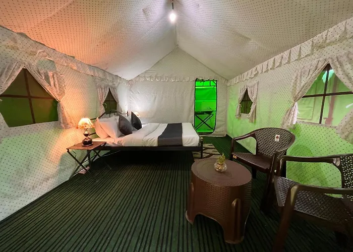 Himalayan Root Swiss Cottage Tents - Camping With Bonfire